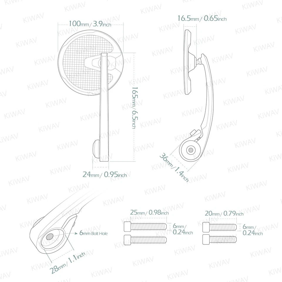 Barra de carbono espejos retrovisores redondos mate negro para Triumph 18-up Speed Triple RS Foto 2 de 4