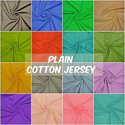 Plain Colour Cotton Jersey Stretch Knit T Shirt Baby Grow Dressmaking Fabric Ebay