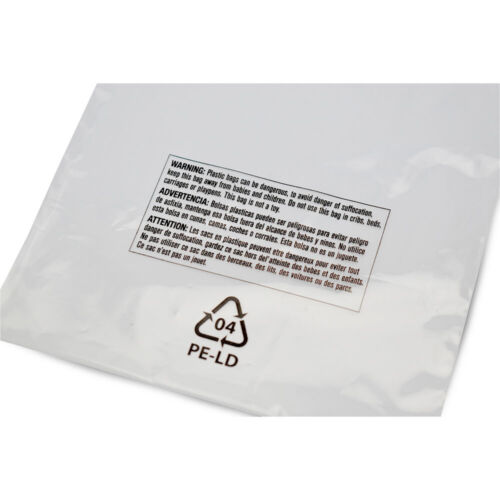 Resealable Poly Bags Suffocation Warning Clear 1.5 Mil Merchandise Shirt Apparel