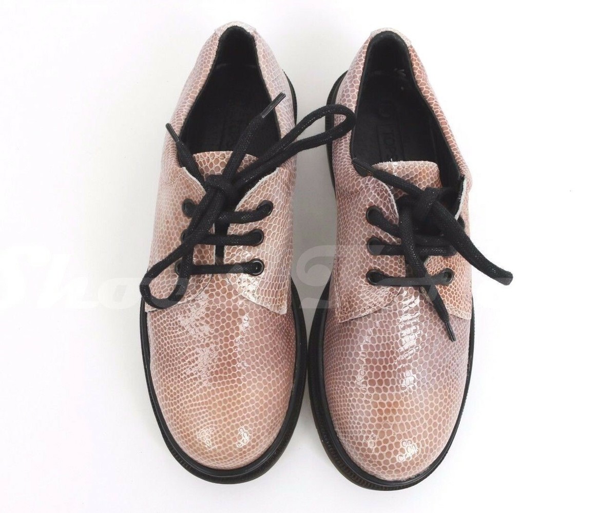Womens TOPSHOP pink snake print pattern leather oxfords shoes sz