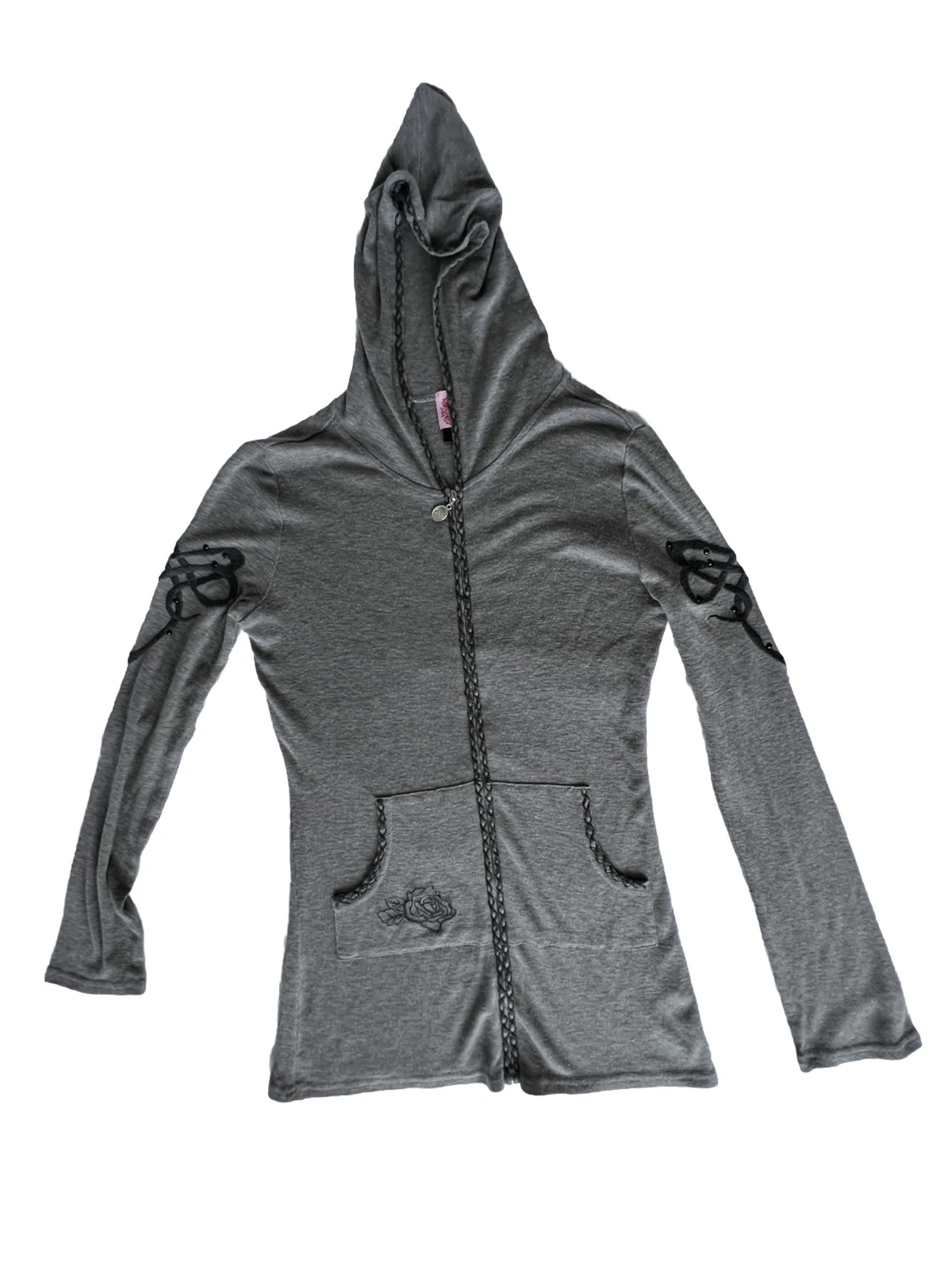Tail Bait Wool Blend Embroidered Long Sleeve Shirt Tribal Rose Black Cool Hoodie