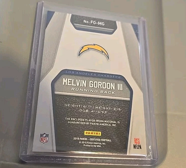 2019 Certified Melvin Gordon sick 4 color jersey patch relic 4/15 CHARGERS - Image 2 of 2