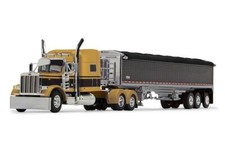 DCP Gold Black Peterbilt 379 70" Mid-Roof with 50' Tri-Axle Grain Trailer.