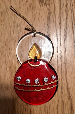 Vetro di Murano Made In Italy Glass Candle Christmas Ornament - Red