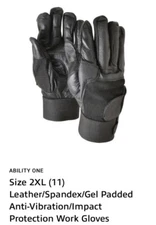 Ability One Skillcraft Leather/Spandex/Padded Anti-Vibration/Impact Gloves XXL