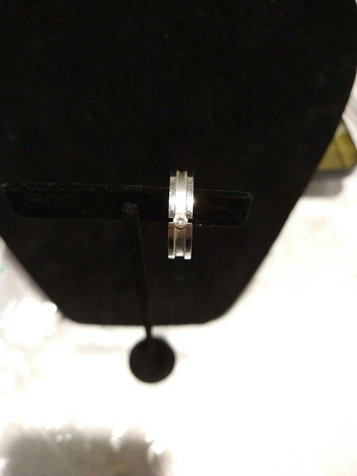 Унисекс группы кольцо с маленький цирконий хирургической стали размер 10,5 - Изображение 4 из 4