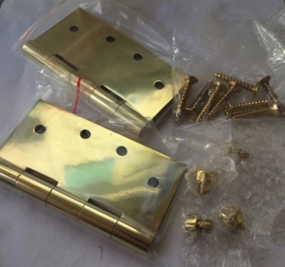 OMNIA 985/45BNT PAIR OF 4.5'' X 4.5'' POLISHED BRASS HINGE NIB 985