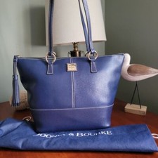 Dooney & Bourke Top Zip Tote Blue Saffiano Le...