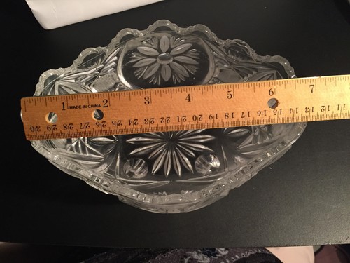 Flowered Footed Dish heavy Eighteen Point Star Inlaided Pattern Eight Point - Picture 4 of 12