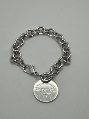 Tiffany & Co. Return to Round Tag Charm Bracelet 925 Sterling