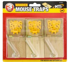 Reuseable Wooden Mouse Traps Traditional Bait Mice Rodent Control Trap 1,3,6 Pac