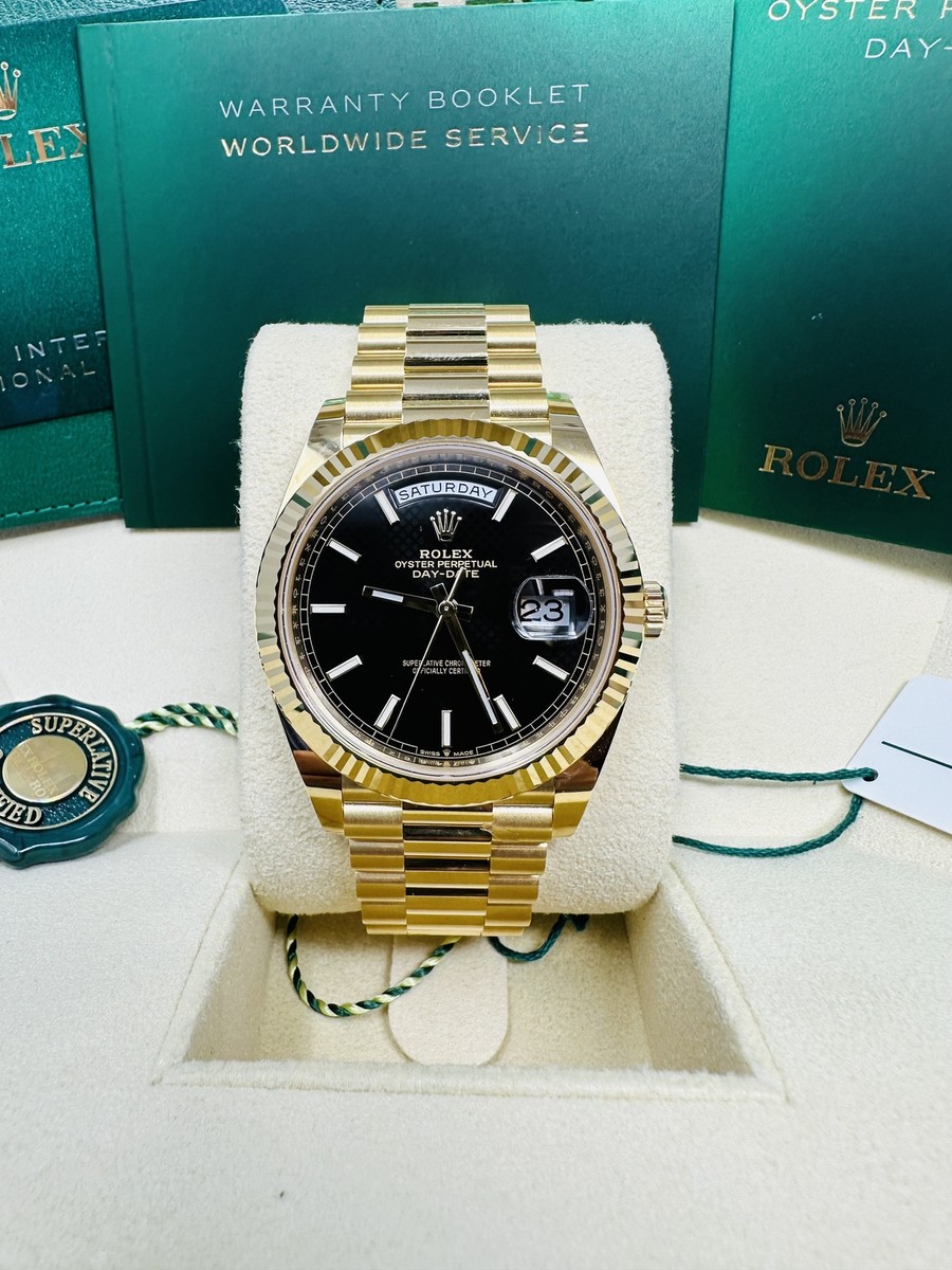 Rolex Day- Date President 40MM Yellow Gold Black Motif Dial 228238