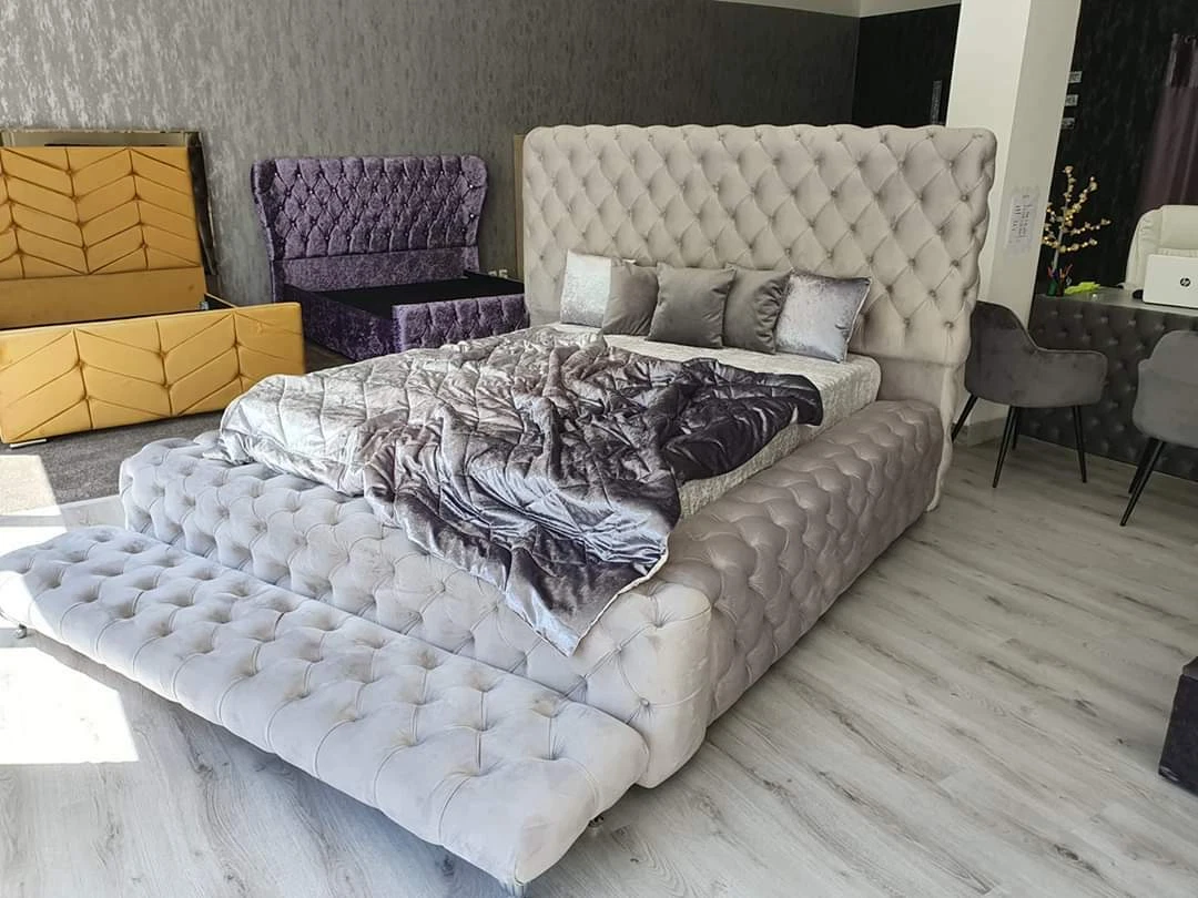 Windermere Park Lane Empress Bed Frame Bespoke Upholstered Plush Crushed Velvet