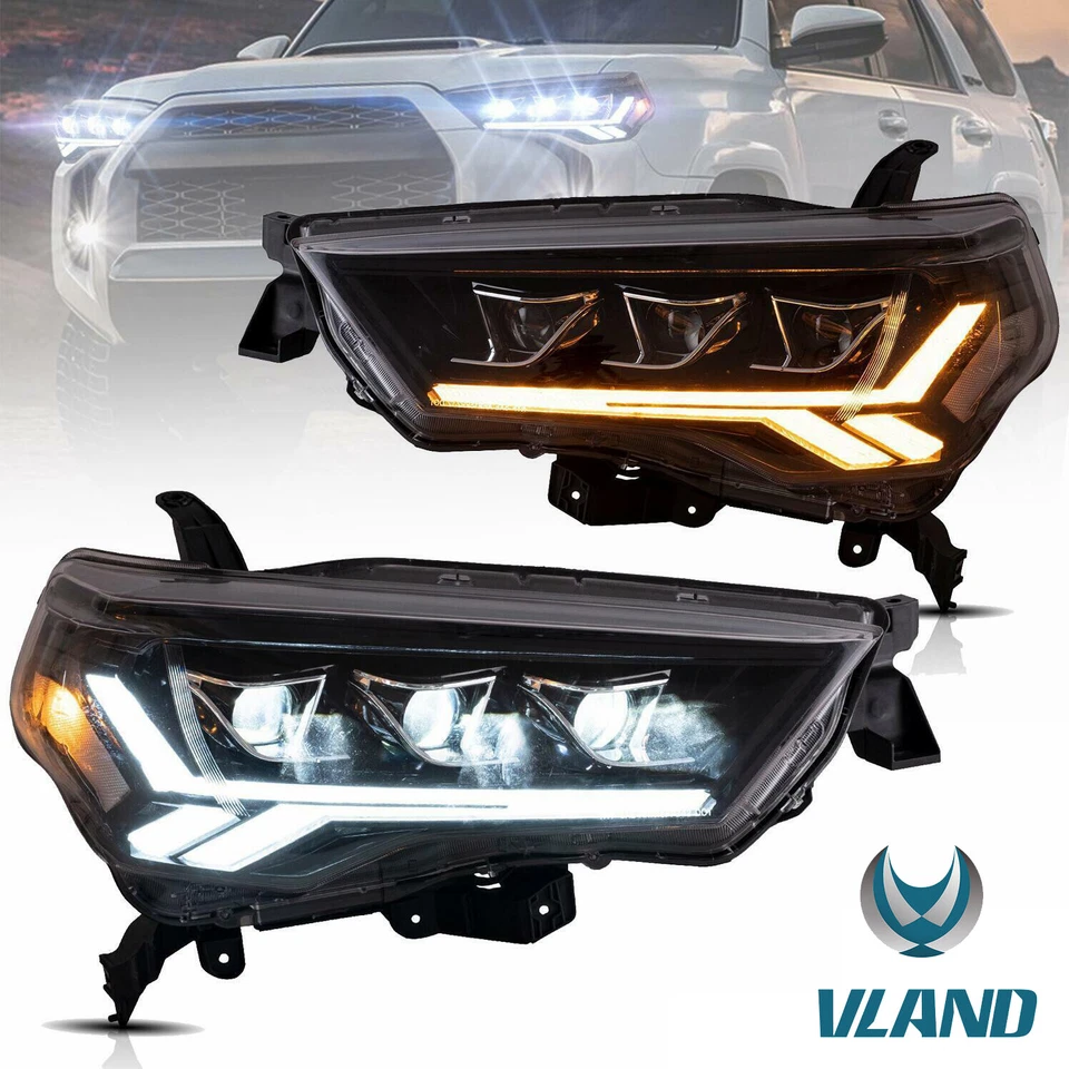VLAND Clear LED Headlights Front Lamp For 2014-2023 Toyota 4Runner W/Sequential - Image 2 of 4