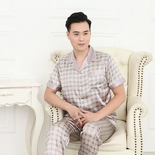 Luxus Herren Seide Satin Pyjama Set Weich Pyjama Langarm Nachtwäsche Loungewear - Bild 49 von 74
