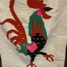 Rooster Textile Tapestry Wall Hanging Double Sided 33 X 55 Inches Handmade
