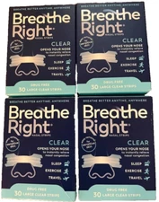 120 BREATHE RIGHT LARGE CLEAR FOR SENSITIVE SKIN ( 4 x 30 CT Boxes ) EXP 2028