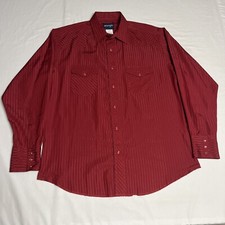 Vtg Wrangler Pearl Snap Western Shirt Men's L Red Long Sleeve Cowboy Outdoors