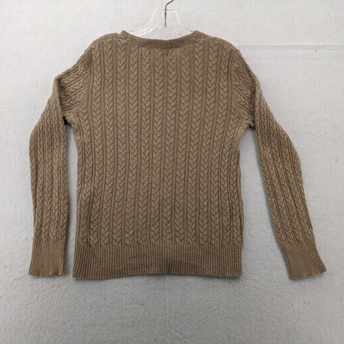 Eddie Bauer Sweater Womens Small Brown Cable Knit Cardigan Button Up 5% Cashmere - Foto 2 di 13