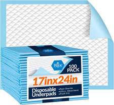 Medpride Disposable Underpads 17'' X 24'' 100-Count Incontinence Pads, Bed Cov