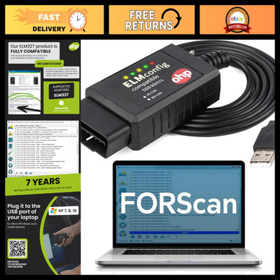 OBD2 Diagnostic Scan Tool, ELM327 USB Adapter, MS-CAN/HS-CAN, Vehicle Scanner
