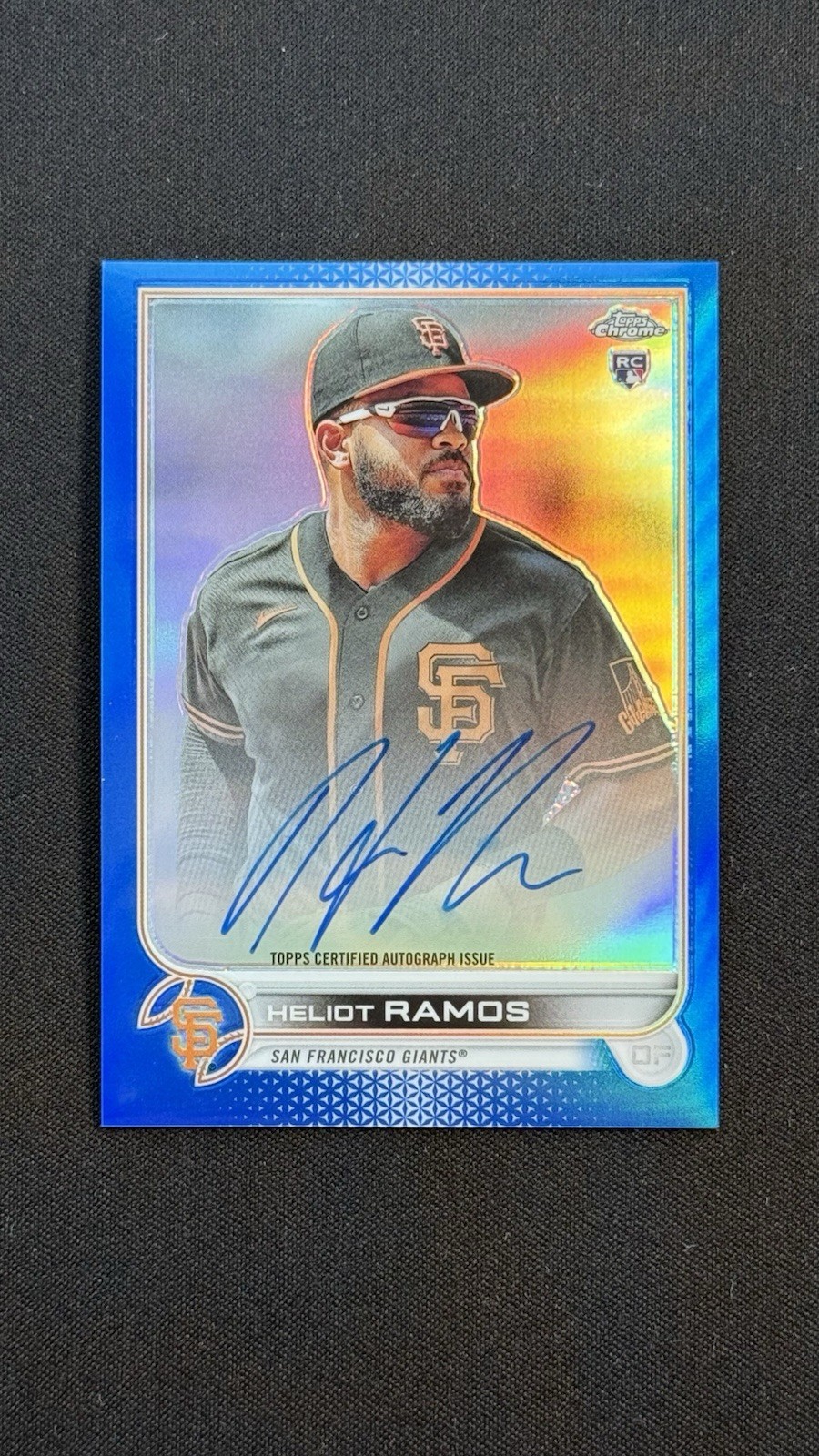 2022 Topps Chrome Heliot Ramos RA-HR Rookie Blue Refractor Auto SP /150