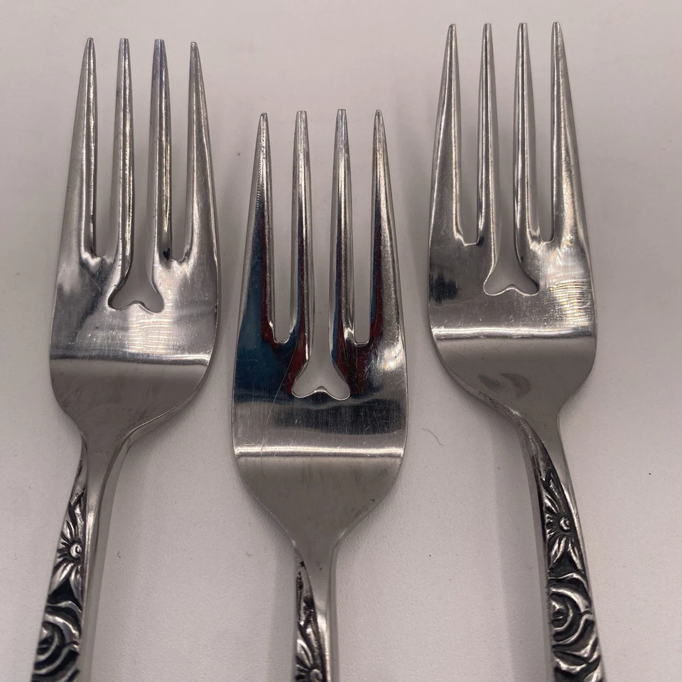 Lote de 3 tenedores de ensalada vintage LAS PALMAS cubiertos de acero inoxidable Ekco Eterna Japón Foto 2 de 4