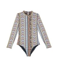 O'Neill L45303 Girls Multi Coco Rashguard Surf Swimsuit Size 14