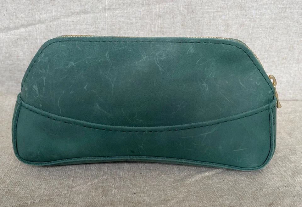 Bolso de belleza maquillaje almacenamiento de cosméticos cuero grano rico verde Portland Foto 3 de 4