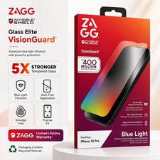 For (iPhone 16 PRO) ZAGG Glass Elite VisionGuard Tempered Glass Screen Protector