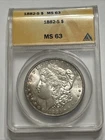 1882-S MORGAN SILVER DOLLAR MS63 ANACS  Nice Toning