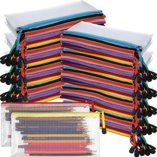 100 Pack Pencil Pouch Bulk Mesh Zipper Pencil Cases 9.5'' x 4.5'' Small Clear...