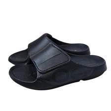 OOFOS Mens OOahh Sports Flex Slip On Slide Sandals, Comfort, Black, Size 10