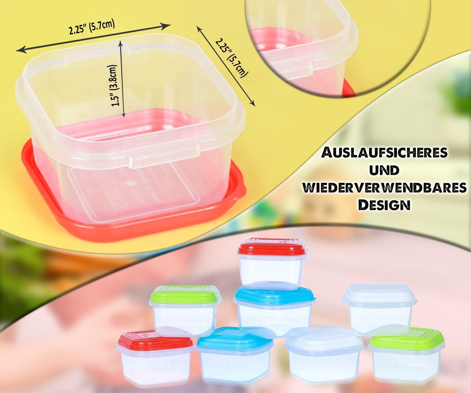 4oz ARSUK Small Containers w/Lids, Clear Jars, BPA-Free