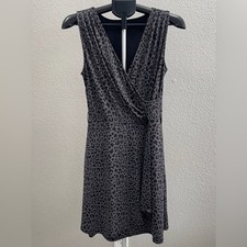 41 Hawthorn Faux Wrap Gray and Black Cheetah Print Dress Size Small Petite