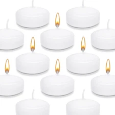 12 Pack 2 Inch White Floating Candles Unscented Dripless Wax Holiday Decor