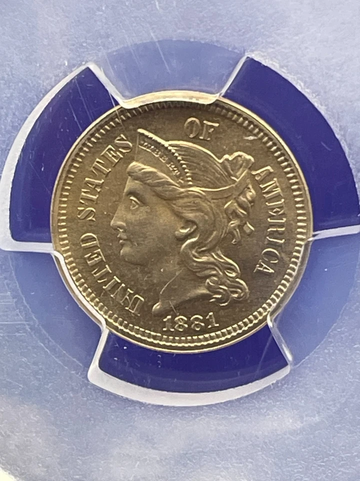 1881 3 CENT NICKEL GRADED PROOF 64 BY PCGS , MINTAGE OF ONLY 3,575! - Image 2 of 4