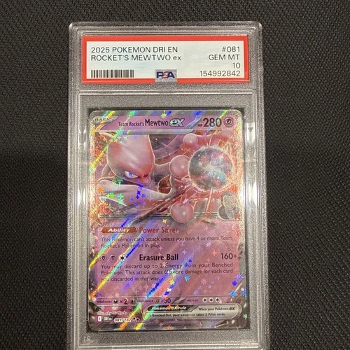 2025 POKEMON DRI EN-DESTINED RIVALS #081 TEAM ROCKET'S MEWTWO EX PSA 10