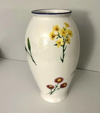 FTD Floral Painted Ceramic White Ivory Decorative Large Vase