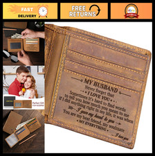 Engraved Leather Bifold Wallet for Husband - Love You Gift, Valentine's, Anniver