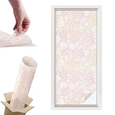 Frosted Glass Vinyl without Blocking the Light Floral Elegance Beige