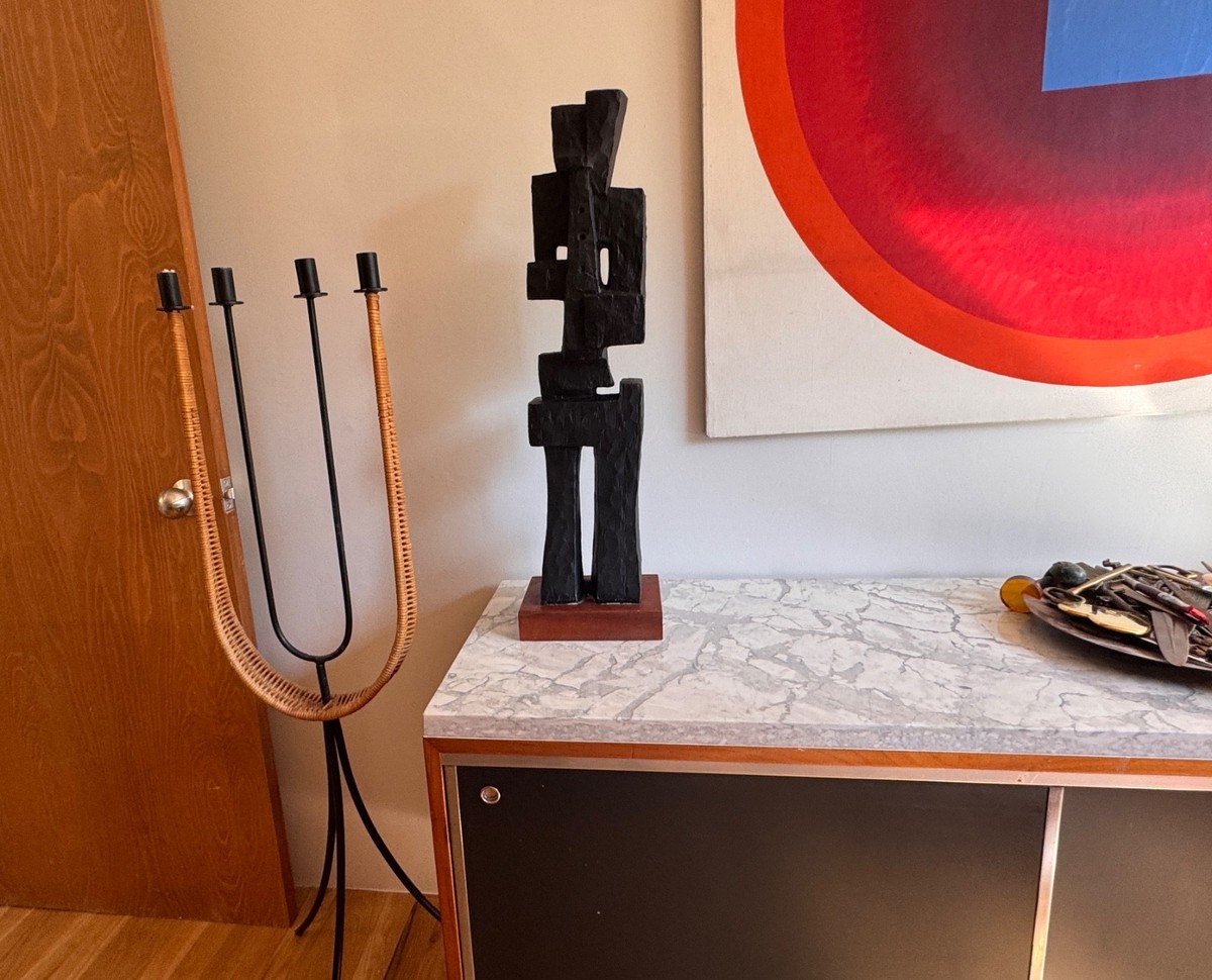 Cristina Puell オブジェ　アート　ポストモダン　ビンテージ 1965 Austin Productions Signed Art Pottery Wood Cubist Sculpture