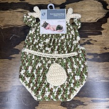 Hand Crocheted Hat  Diaper Cover Set NWT 0-9 mos