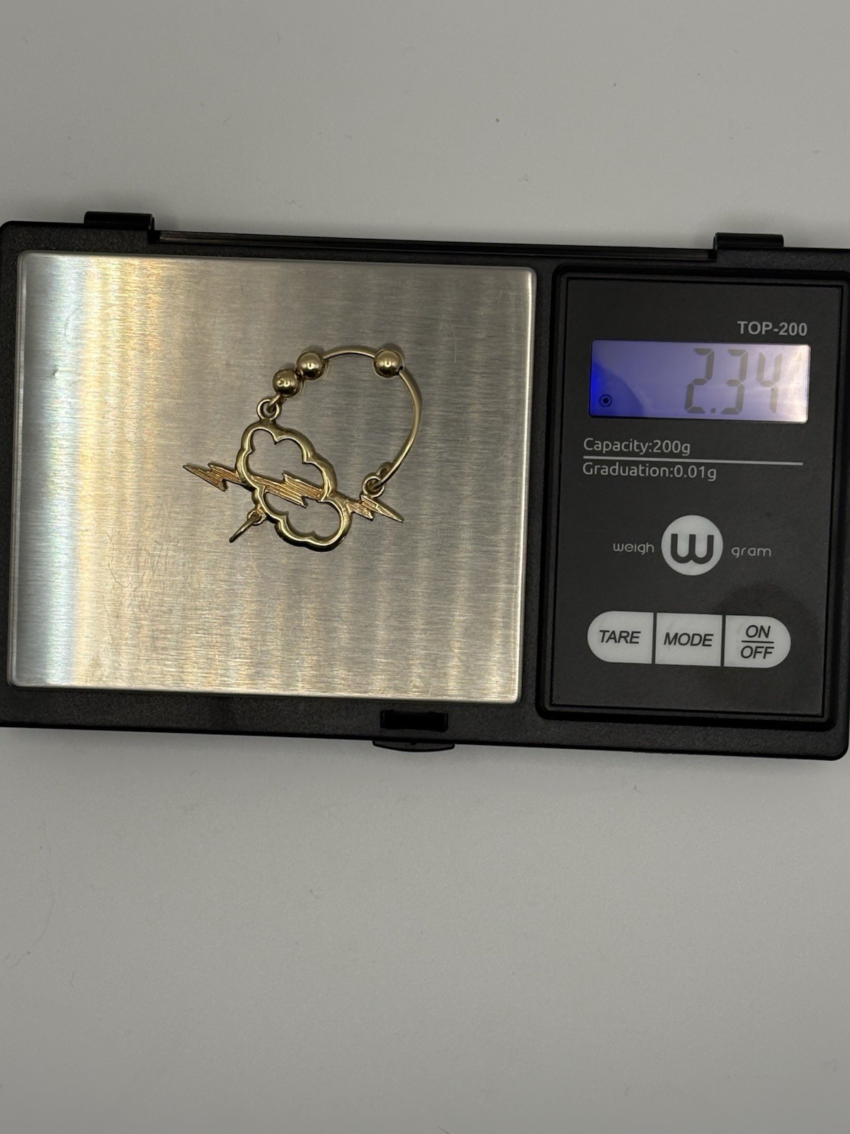 UNIQUE 14K SOLID GOLD THUNDER LIGHTNING CLOUD CHA… - image 5