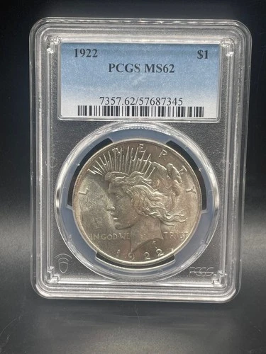 1922 Peace Silver  Dollar Coin  PCGS MS 62