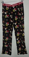 Dr Seuss Womens Grinch Velour Sleep Pants Adult Medium 8-10 Pockets 2025 Black