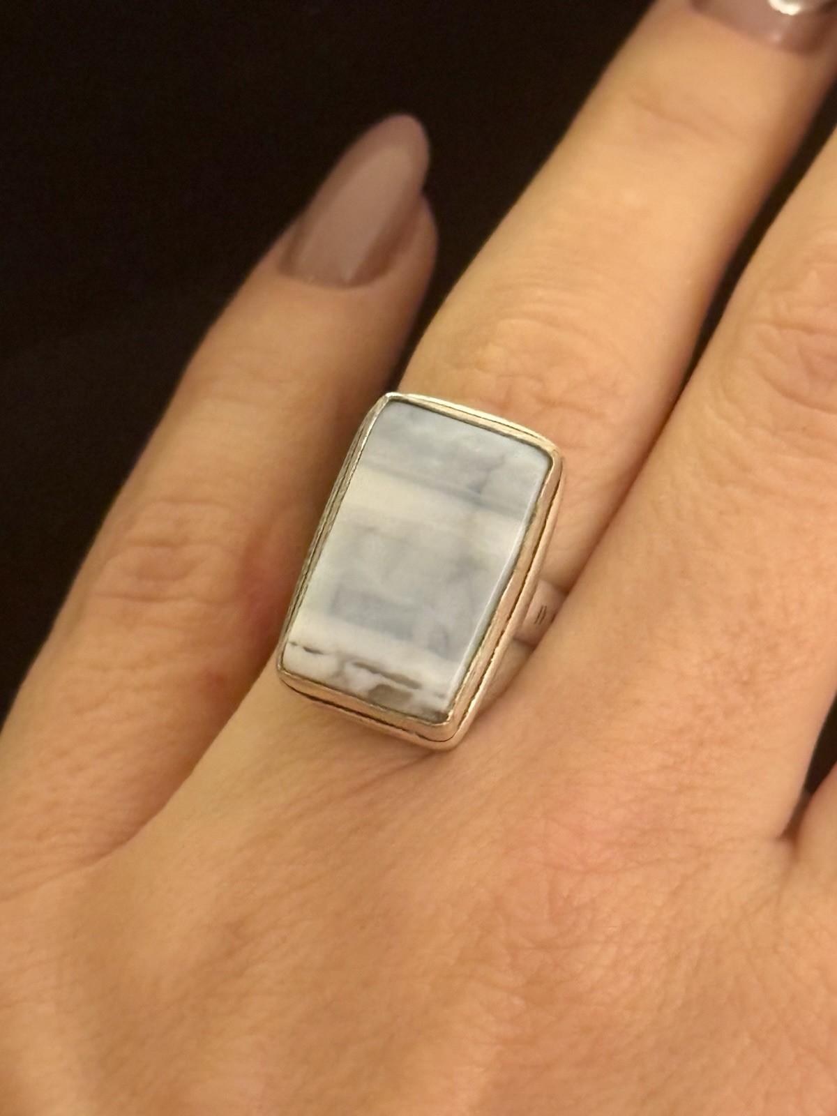 Opal Square Ring UK L 1/2 brass silver 925 image 4