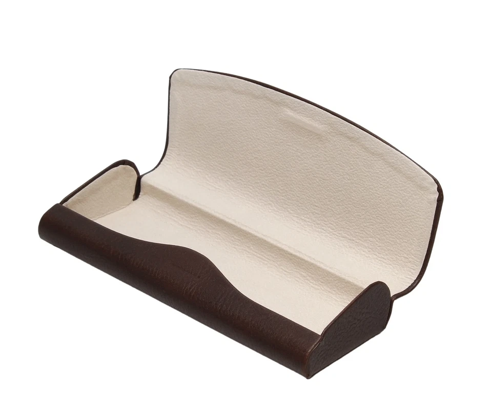 Glasses Case Men&Women Hard Eyeglass Case Magnetic Closure Syn. Leather Espresso - Image 3 of 4