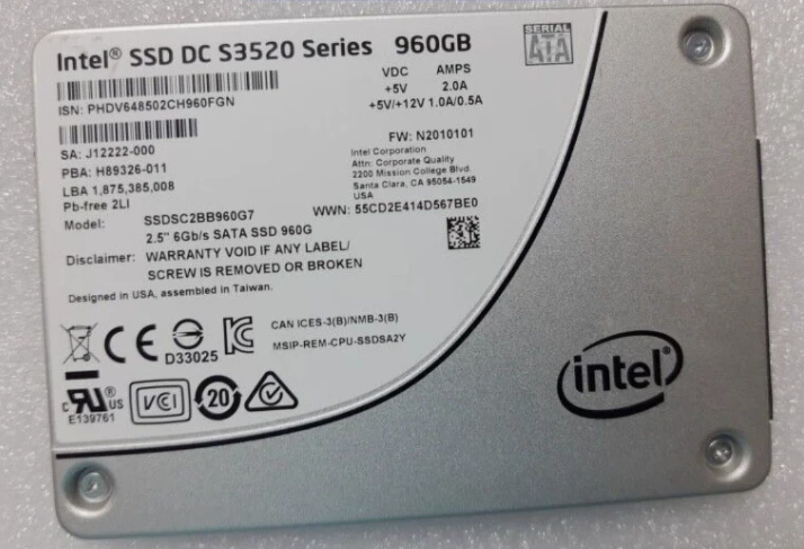 内蔵型SSD Intel SSD DC S3520 960GB Intel DC S3520 Series 960GB SSD 2.5