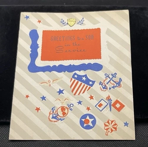 Vtg WW2 Military Greeting Card To Son In The Service Includes Handwritten Letter